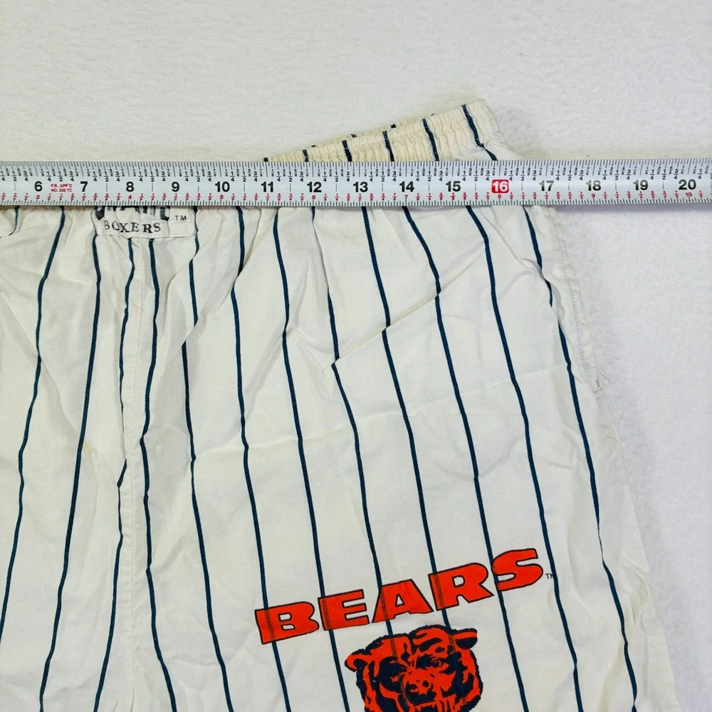 Vintage Chicago Bears Boxers Pinstripe NFL Lounge Shorts Mens Medium White Navy